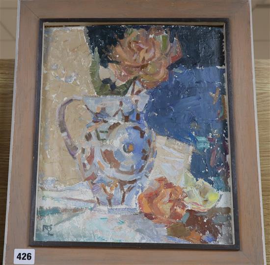 Noni McCrone (Scottish fl. 1960-1980), Italian Jug, initialled, oil on board, 35 x 29cm